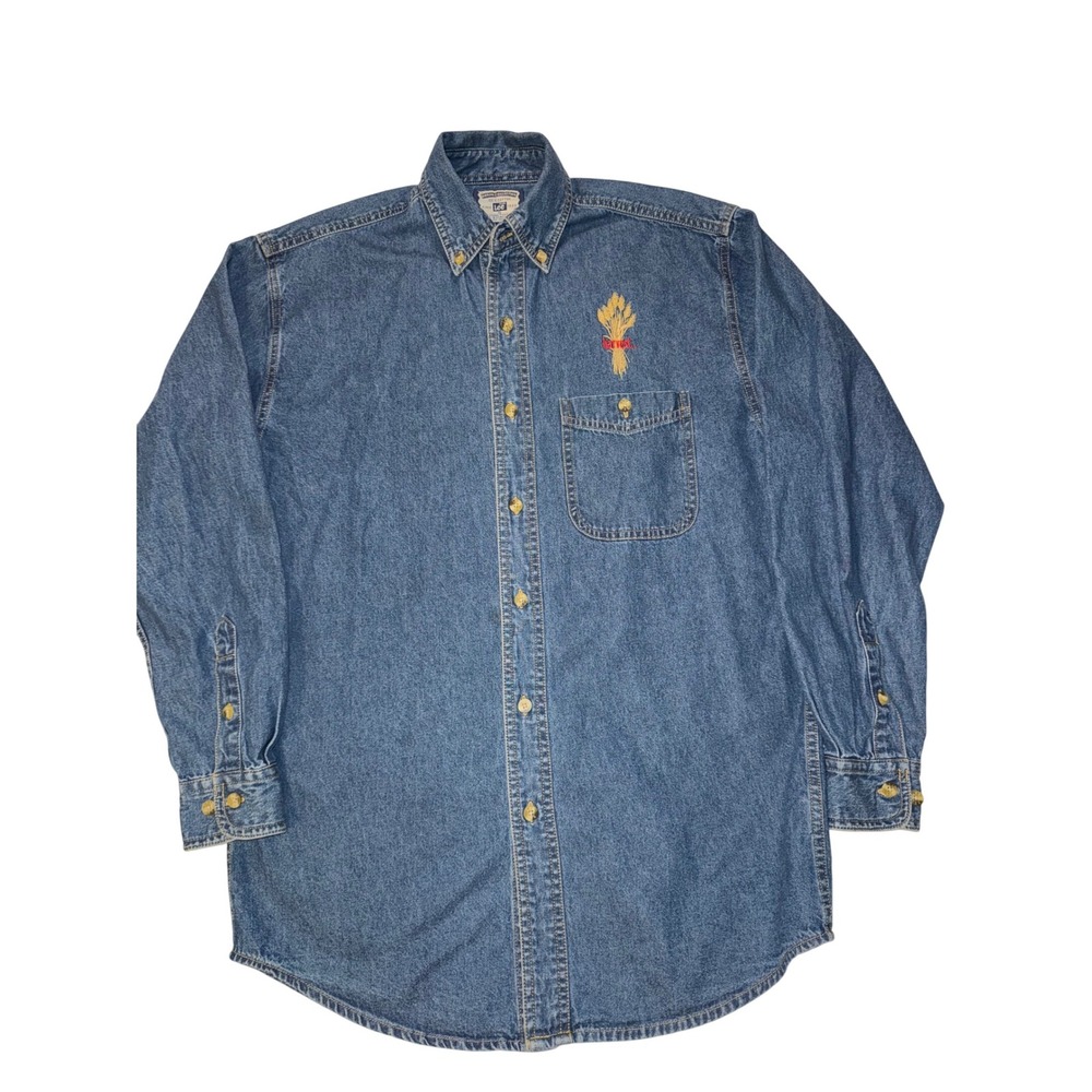 Lee Denim Collection Women's Harvest Embroidered Button Up Shirt, Vintage Small